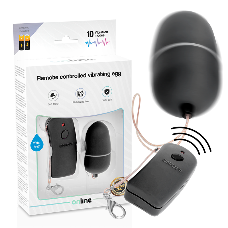 ONLINE - OVO VIBRANTE COM CONTROLE REMOTO PRETO - VIBRA24 SEXSHOP