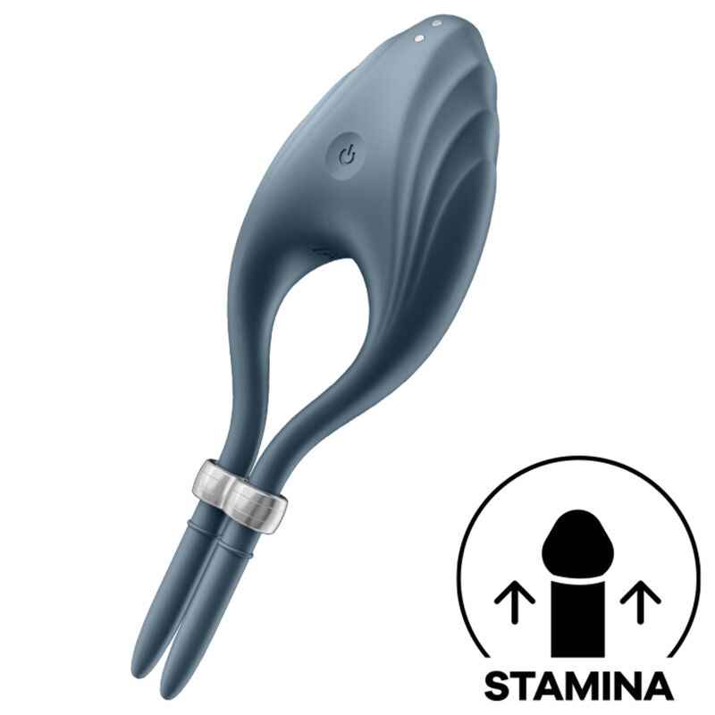 SATISFYER - VIBRADOR DE ANEL DUELISMO CINZA - VIBRA24 SEXSHOP