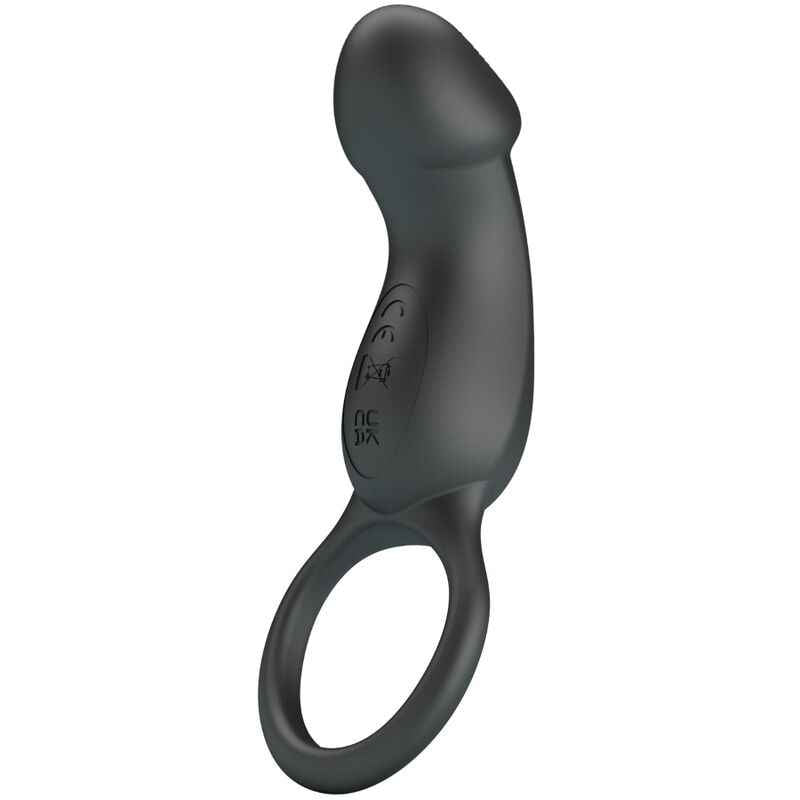 PRETTY LOVE - TRAE ANEL VIBRATÓRIO COM ESTIMULADOR PRETO - VIBRA24 SEXSHOP
