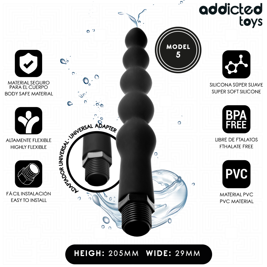 ADDICTED TOYS - LIMPADOR ANAL COM ADAPTADOR UNIVERSAL MODELO 5 - VIBRA24 SEXSHOP