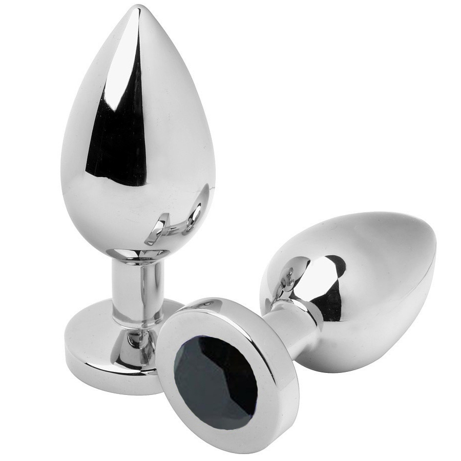 METAL HARD - PLUG ANAL DIAMANTE PRETO MÉDIO 7,62CM - VIBRA24 SEXSHOP