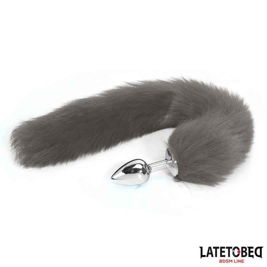 Anal plug with tail Gray 40 cm