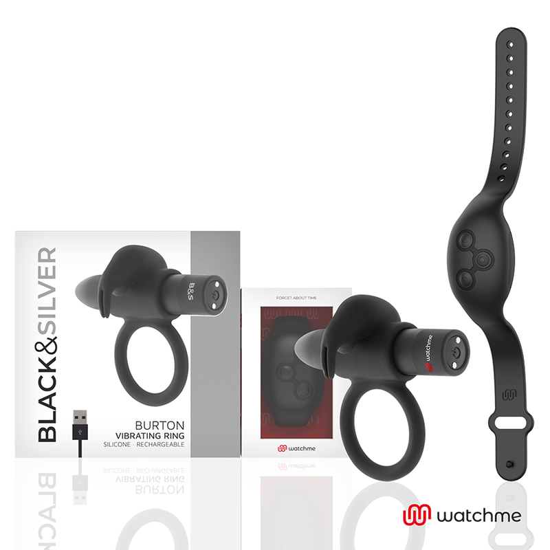 BLACK&SILVER - BURTON REMOTE CONTROL COCKRING WATCHME - VIBRA24 SEXSHOP