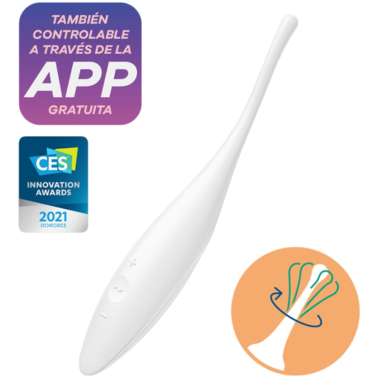 SATISFYER - VIBRADOR TWIRLING JOY CLIT TIP BRANCO - VIBRA24 SEXSHOP