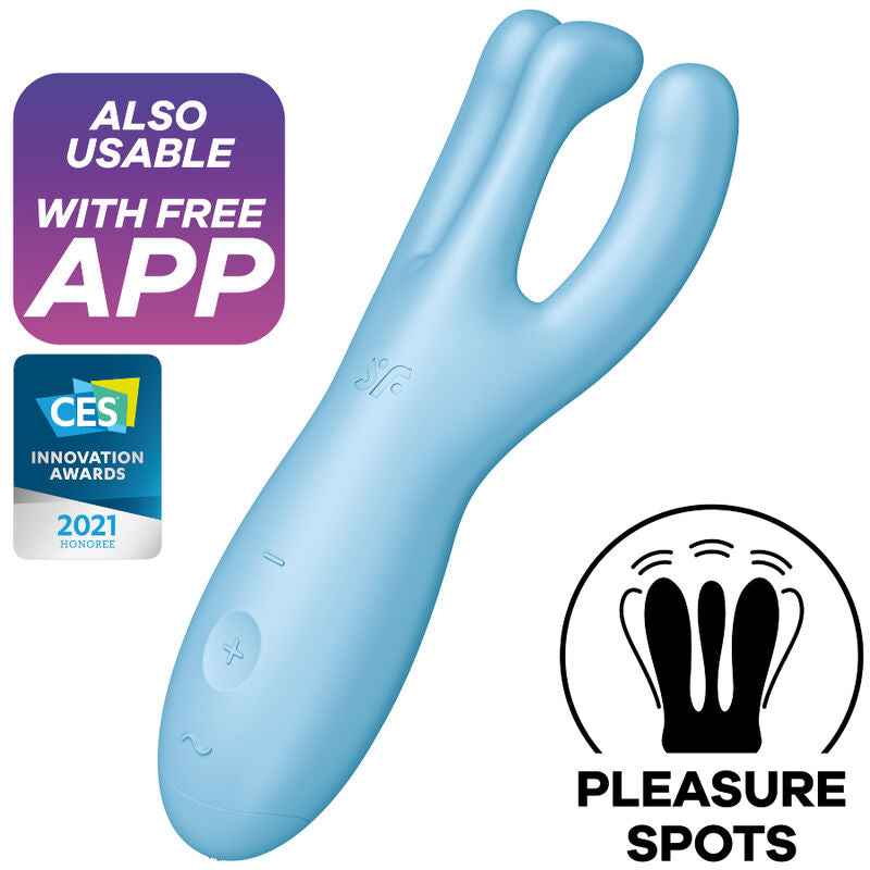 SATISFYER - APP VIBRADOR THREESOME 4 AZUL - VIBRA24 SEXSHOP