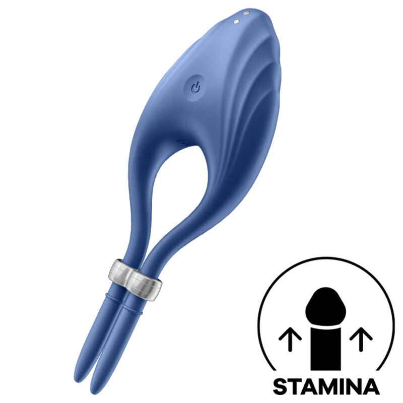 SATISFYER - VIBRADOR DE ANEL DUELISMO AZUL - VIBRA24 SEXSHOP