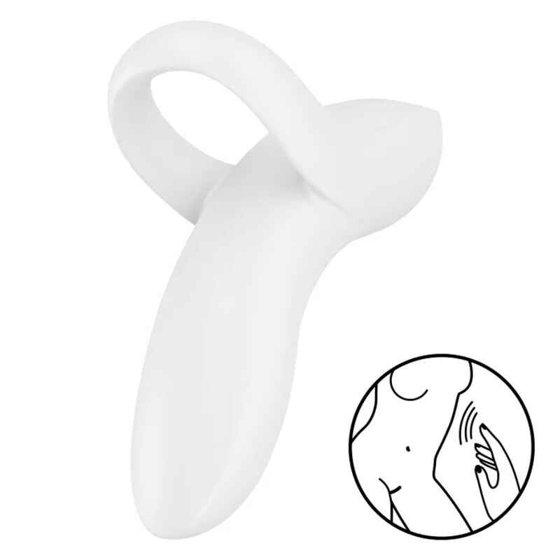 SATISFYER - VIBRADOR DE DEDO BOLD LOVER BRANCO - VIBRA24 SEXSHOP