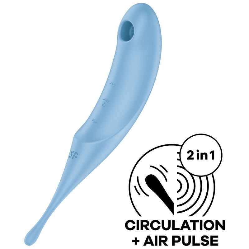 SATISFYER - ESTIMULADOR E VIBRADOR DE PULSO TWIRLING PRO AIR AZUL - VIBRA24 SEXSHOP