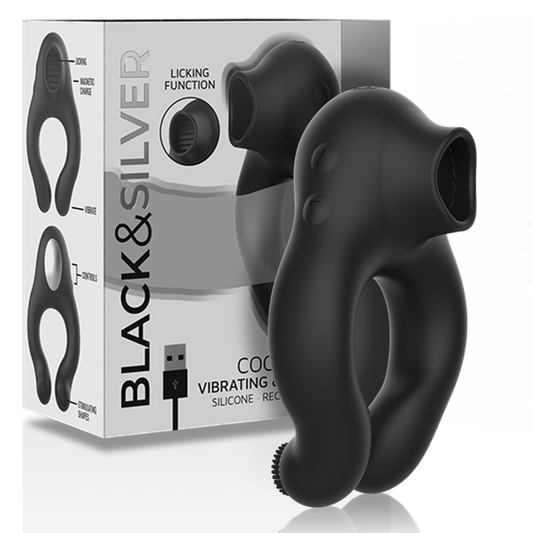 BLACK&SILVER - ANEL VIBRADOR DE SILICONE 3 MOTORES RECARREGÁVEIS PRETO - VIBRA24 SEXSHOP