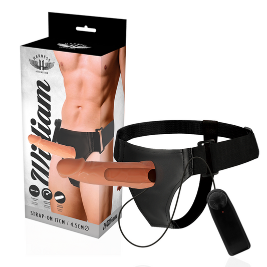 HARNESS ATTRACTION - WILLIAN HOLLOW RNES COM VIBRADOR 17 CM -O- 4.5 CM - VIBRA24 SEXSHOP