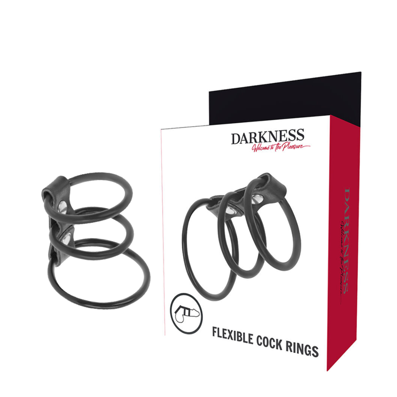 DARKNESS - CONJUNTO DE 3 ANÉIS PARA O PÉNIS FLEXÍVEIS - VIBRA24 SEXSHOP