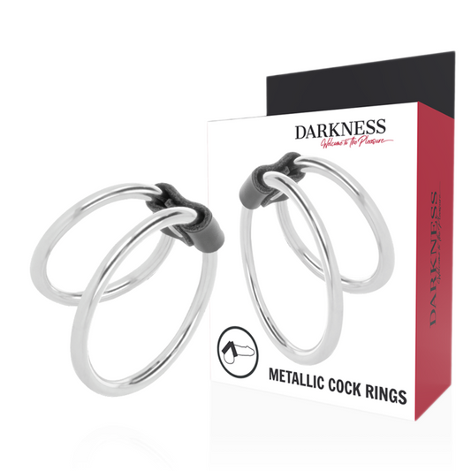 DARKNESS - ANEL DE PÊNIS DE METAL DUPLO - VIBRA24 SEXSHOP