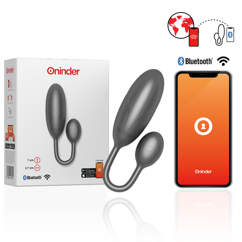 ONINDER - OVO VIBRATÓRIO DENVER PRETO 7 X 2,7 CM APLICATIVO GRATUITO - VIBRA24 SEXSHOP