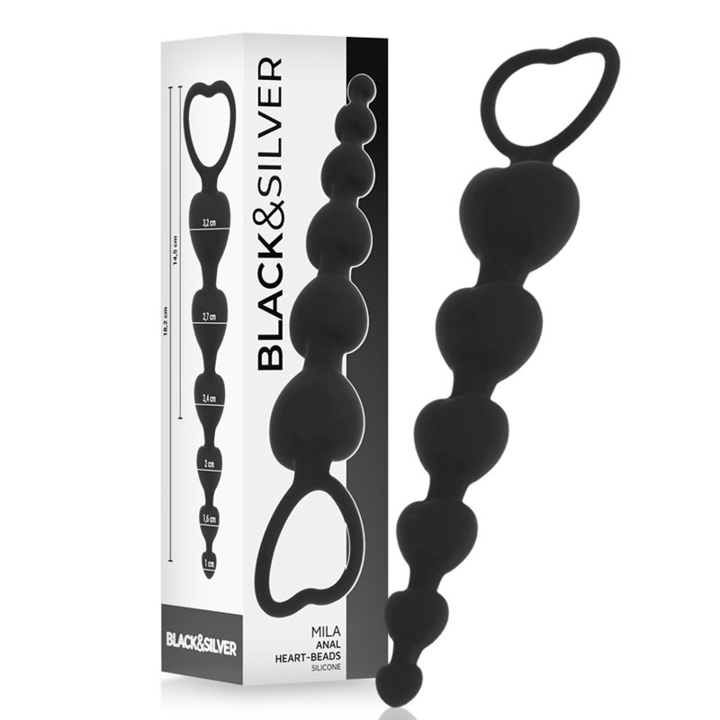 BLACK&SILVER - CADEIA DE CORAÇÕES ANAL MILA 18 CM - VIBRA24 SEXSHOP