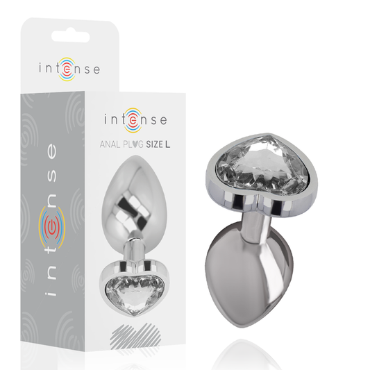 INTENSE - PLUG ANAL METAL ALUMÍNIO BRANCO CORAO TAMANHO L - VIBRA24 SEXSHOP