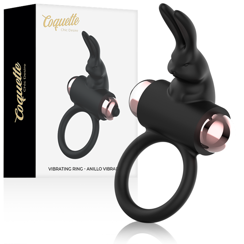 COQUETTE CHIC DESIRE - ANEL COM VIBRADOR PRETO/ OURO - VIBRA24 SEXSHOP