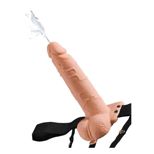 FETISH FANTASY SERIES - ARNÊS AJUSTVEL PÉNIS REALÍSTICO COM BOLAS SQUIRTING 19 CM - VIBRA24 SEXSHOP