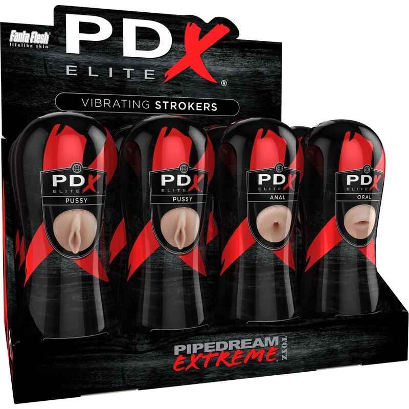 PDX ELITE - CONJUNTO STROKER 12 UNIDADES: 6X VAGINA, 3X ANO, 3X BOCA - VIBRA24 SEXSHOP