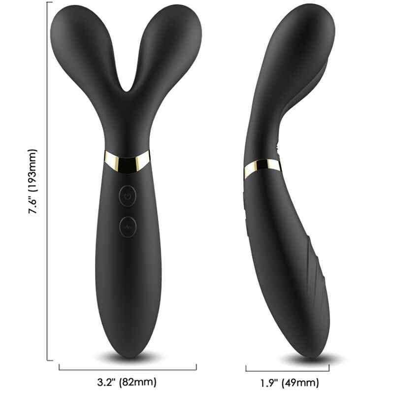 ARMONY - MASSAGER Y-WAND E VIBRADOR CABEÇA DUPLA PRETO - VIBRA24 SEXSHOP
