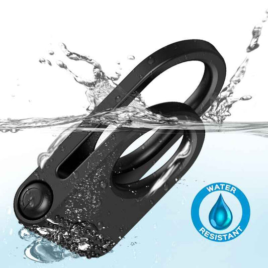 ARMONY - ANEL VIBRADOR DUPLO TWINS PARA CASAIS PRETO - VIBRA24 SEXSHOP