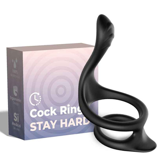 ARMONY - ANEL ANAL DUPLO TAIL PRETO - VIBRA24 SEXSHOP