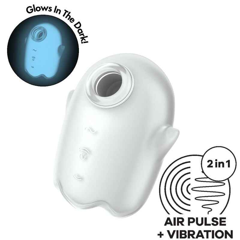 SATISFYER - GLOWING GHOST AIR PULSE & VIBRADOR BRANCO - VIBRA24 SEXSHOP