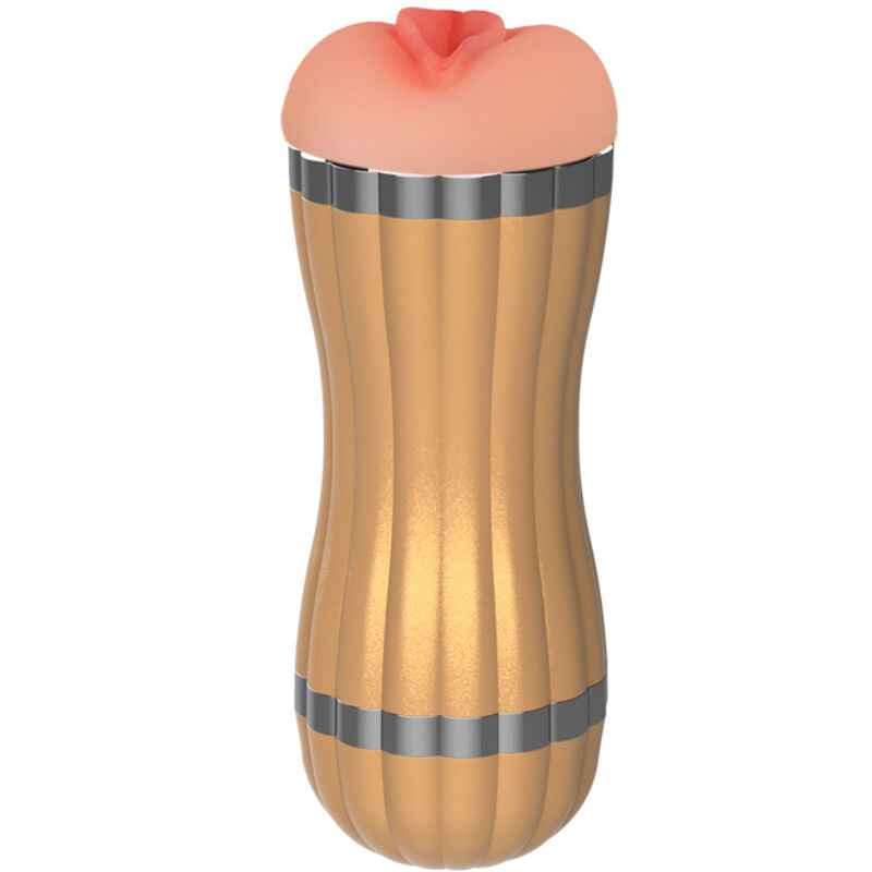 ARMONY - BEVIS DUPLO MASTURBADOR VAGINAL E BOCAL SEM VIBRAÇÃO DOURADO - VIBRA24 SEXSHOP