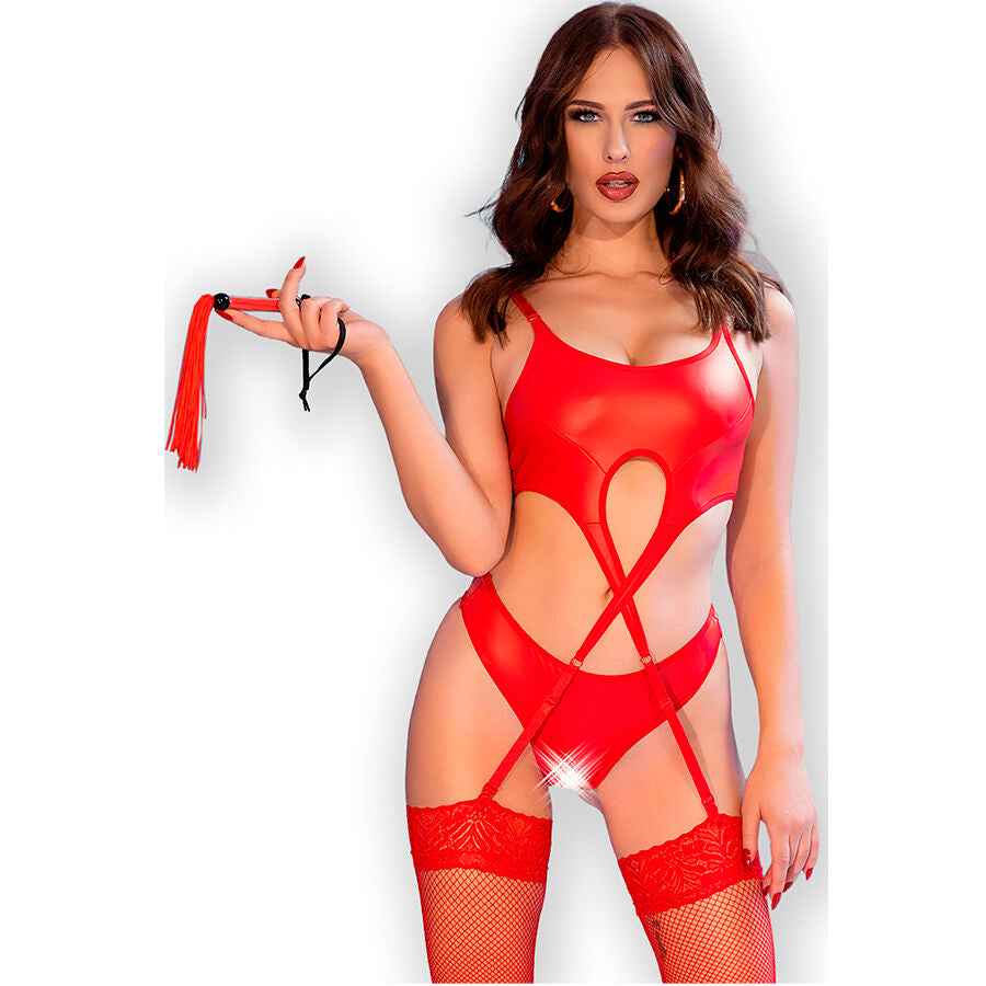 CHILIROSE - CR 4625 CONJUNTO QUATRO PEÇAS CROTCHLESS VERMELHO L
