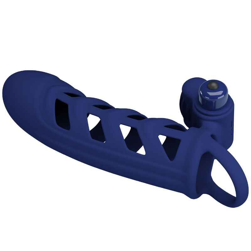 PRETTY LOVE - ALTAF ANEL VIBRADOR COM BAINHA DE SILICONE AZUL - VIBRA24 SEXSHOP