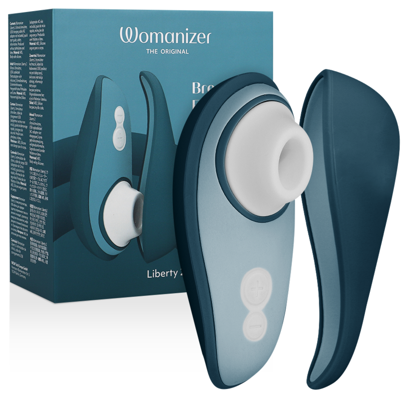 WOMANIZER - LIBERTY 2 ESTIMULADOR DE CLITÓRIS E SUCÇÃO AZUL - VIBRA24 SEXSHOP