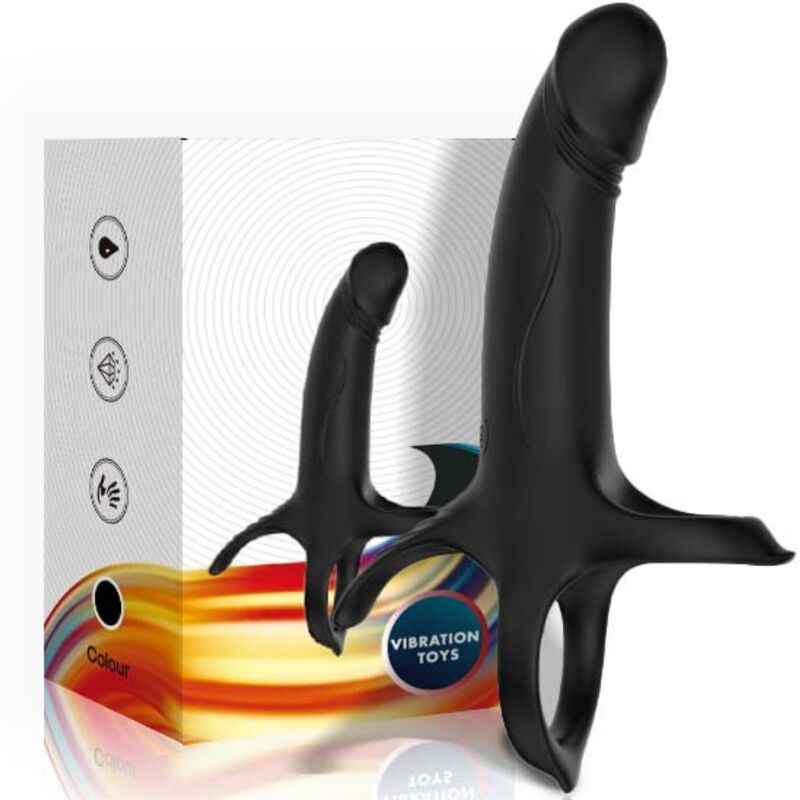 ARMONY - DILDO COM ANEL E VIBRADOR PRETO - VIBRA24 SEXSHOP