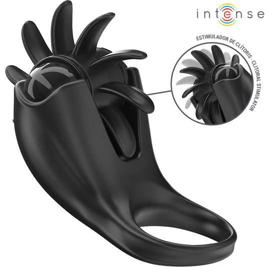 INTENSE - MABEL ANEL VIBRATÓRIO 10 VIBRAÇÕES COM ESTIMULADOR DE CLITÓRIS PRETO - VIBRA24 SEXSHOP