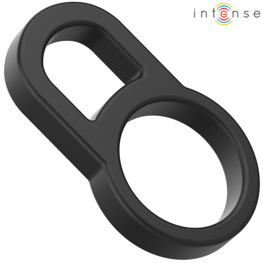 INTENSE - BOBBY DUPLO ANEL DE SILICONE PARA PÊNIS PRETO - VIBRA24 SEXSHOP