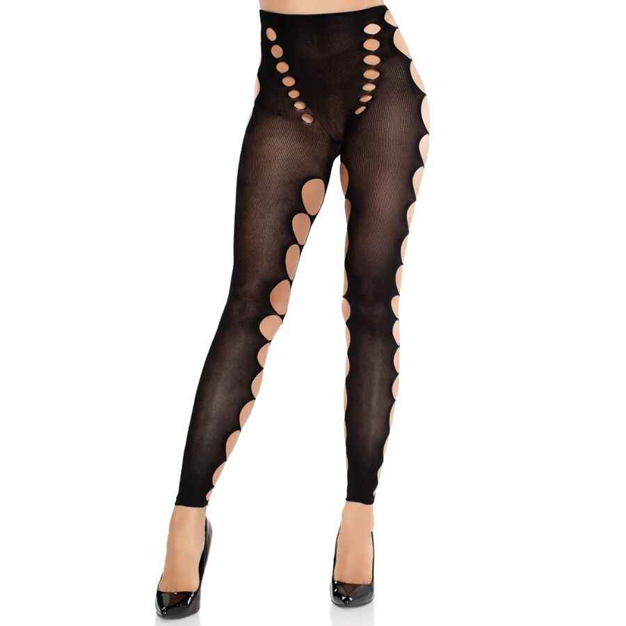 LEG AVENUE - MEIAS OPACAS SEM COSTURA COM RECORTE NOS PÉS PRETAS