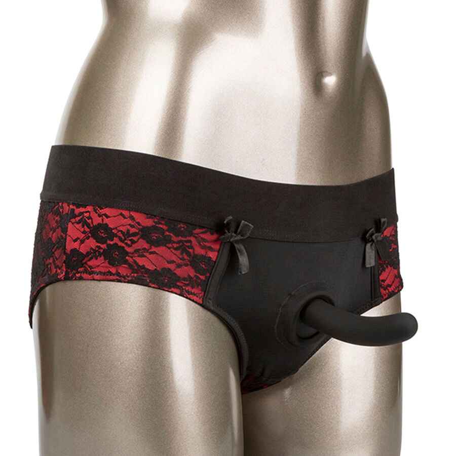 CALEXOTICS - CONJUNTO DE CALCINHAS SCANDAL SEM FUNDO COM DILDO TAMANHO L/XL