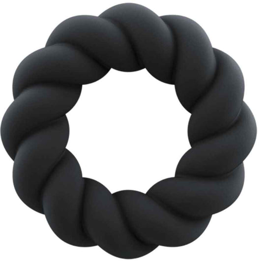 ROCKS-OFF - ANEL MASTURBADOR DE SILICONE PRETO TWIST - VIBRA24 SEXSHOP