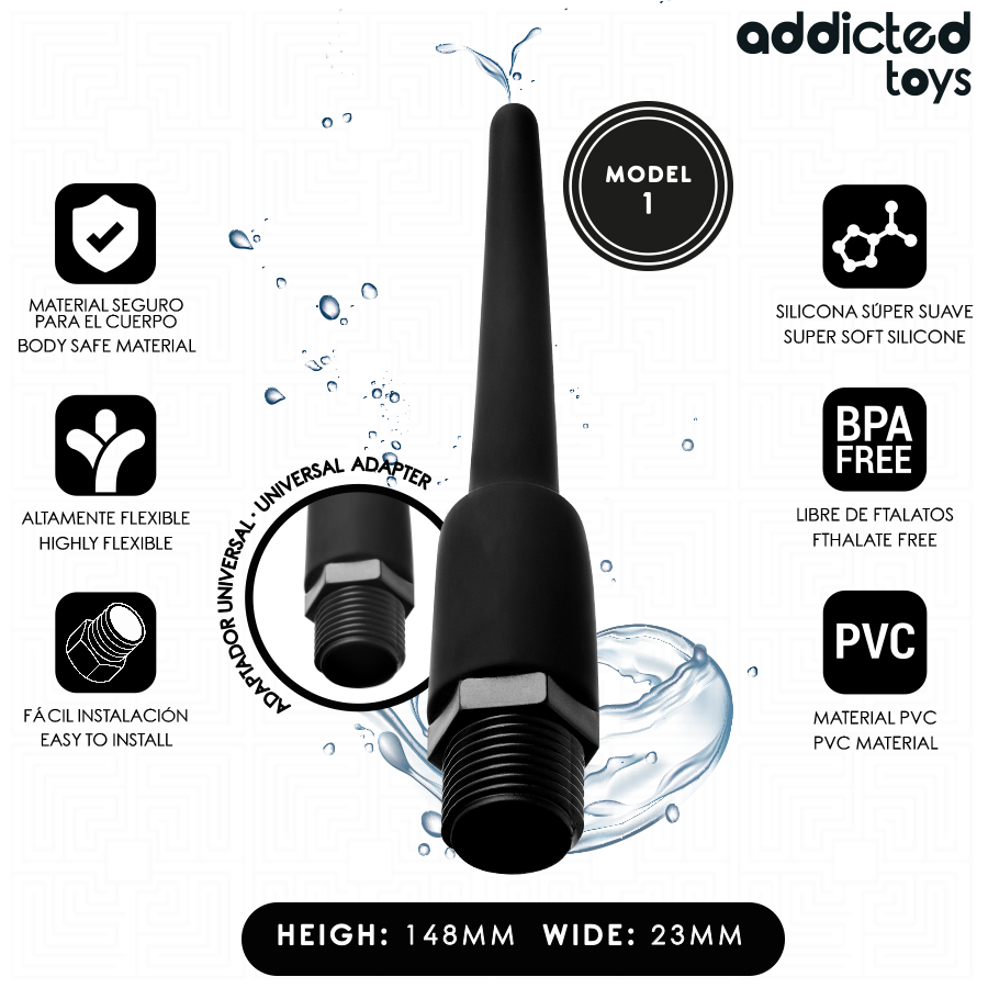 ADDICTED TOYS - LIMPADOR ANAL COM ADAPTADOR UNIVERSAL MODELO 1 - VIBRA24 SEXSHOP