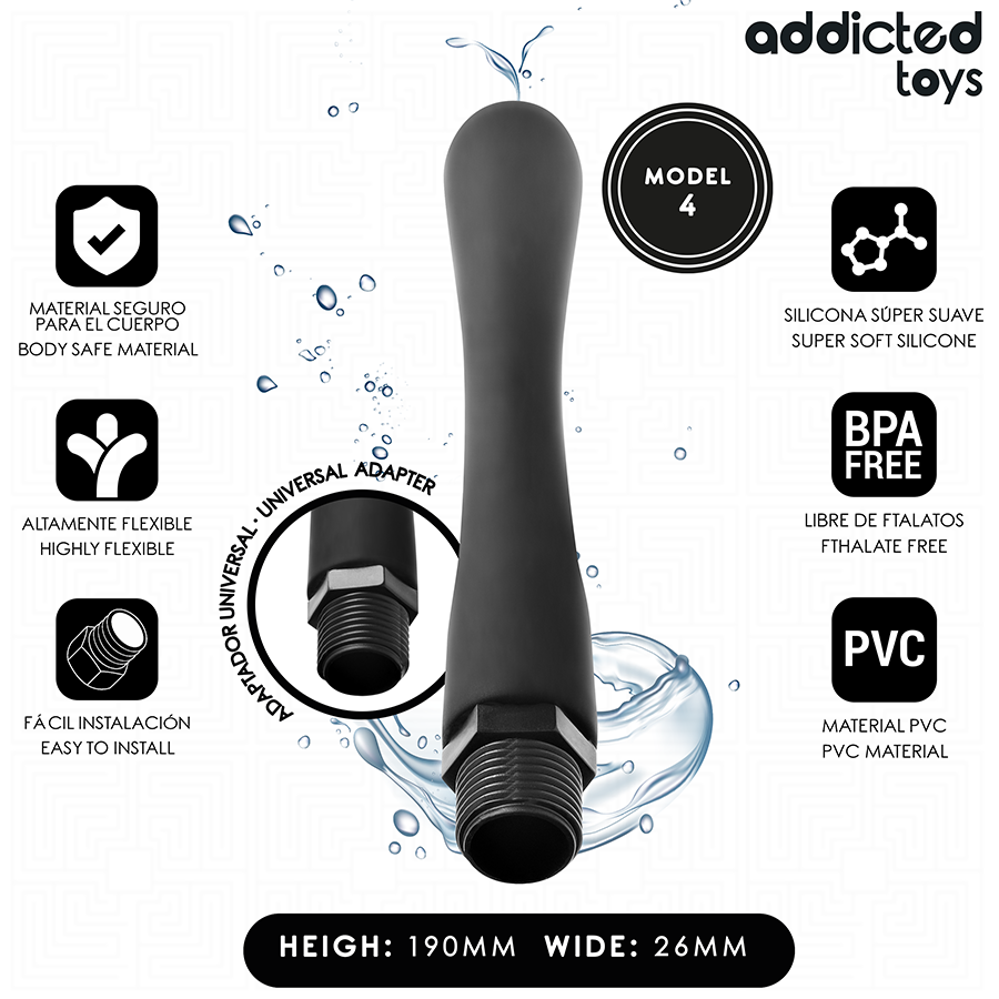 ADDICTED TOYS - LIMPADOR ANAL COM ADAPTADOR UNIVERSAL MODELO 4 - VIBRA24 SEXSHOP