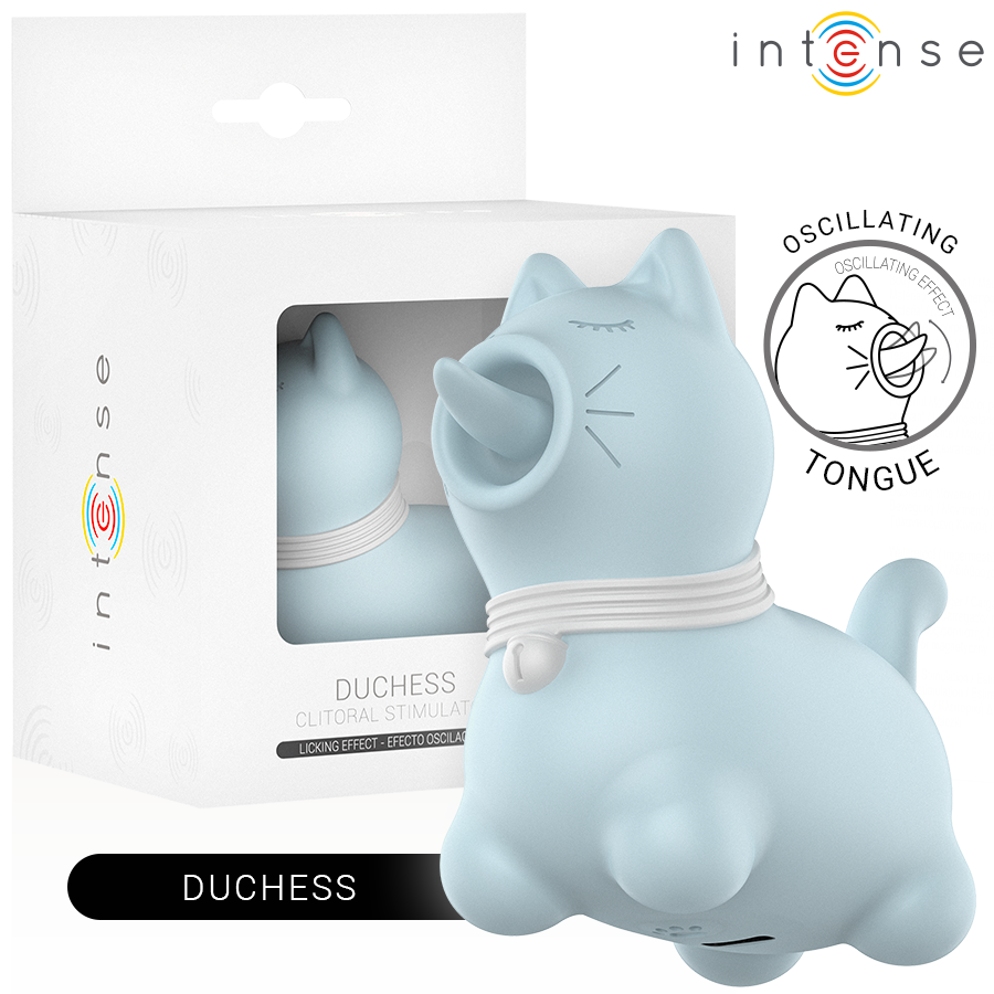 INTENSE - ESTIMULADOR DUCHESS COM LÍNGUA GIRATÓRIA 360º AZUL - VIBRA24 SEXSHOP