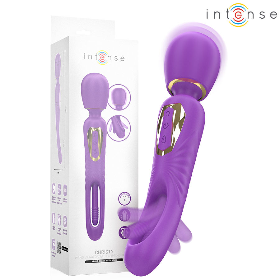 INTENSE - VARINHA VIBRATÓRIA CHRISTY COM LÍNGUA QUE GIRA