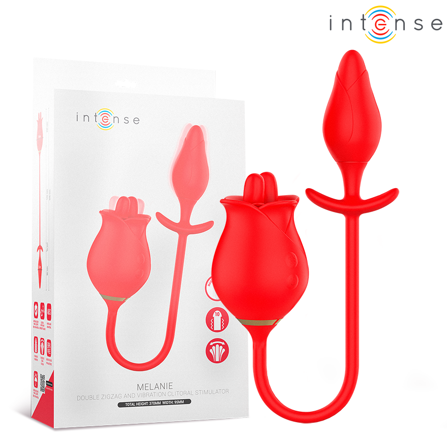 INTENSE - ESTIMULADOR DUPLO DE CLITÓRIS MELANIE COM LÍNGUA EM ZIGZAG - VIBRA24 SEXSHOP