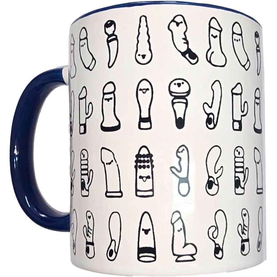 DIABLO PICANTE - CANECA VIBRADORA BRANCA COM ALÇA AZUL 370 ML
