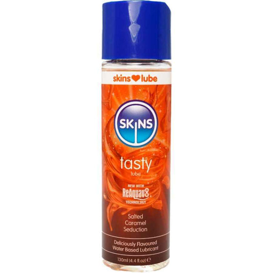 SKINS - LUBRIFICANTE SABOROSO À BASE DE ÁGUA COM CARAMELO SALGADO 130 ML