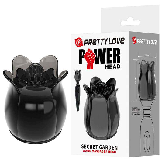 PRETTY LOVE - SECRET GARDEN CABEÇA DE MASSAGEM PRETA - VIBRA24 SEXSHOP