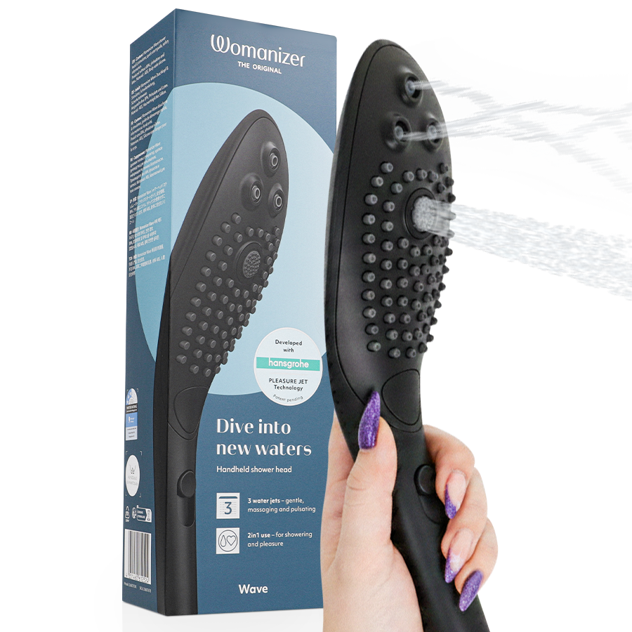WOMANIZER - CHUVEIRO ESTIMULANTE CLITORIAL WAVE PRETO - VIBRA24 SEXSHOP