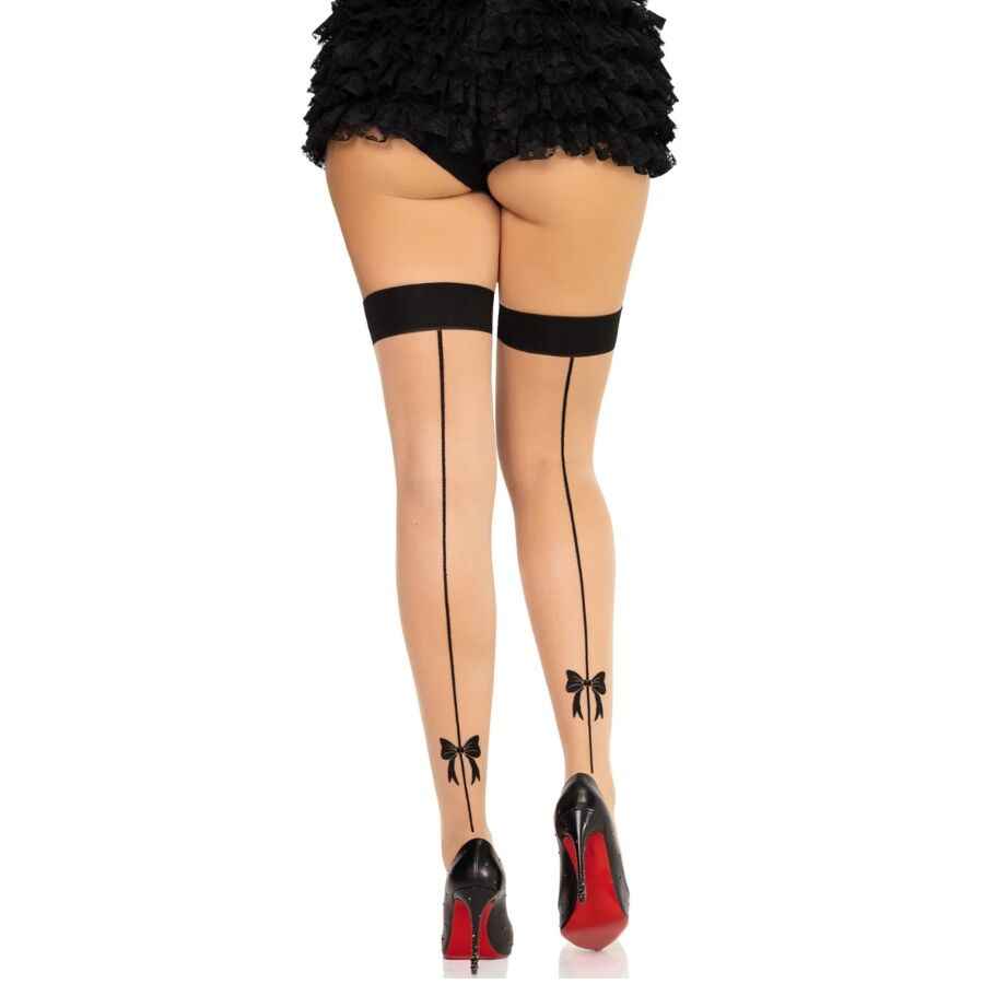 LEG AVENUE - MEIAS DE SPANDEX COM COSTURA TRASEIRA 1963 PRETAS - TAMANHO ÚNICO