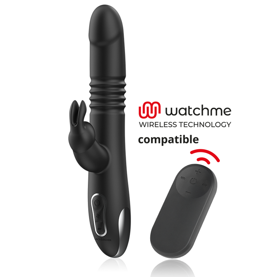 BLACK&SILVER - KENJI VIBRADOR RABBIT UP & DOWN + CONTROLO REMOTO WATCHME - VIBRA24 SEXSHOP