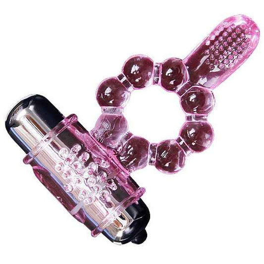 BAILE - ANEL DE SILICONE 10 RITMOS DE LÍNGUA COM VIBRAO ROSA - VIBRA24 SEXSHOP