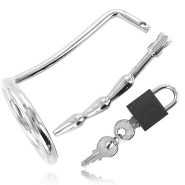 METAL HARD - ANEL DE TESTÍCULO COM PLUG DE CASTIDADE URETRAL - VIBRA24 SEXSHOP