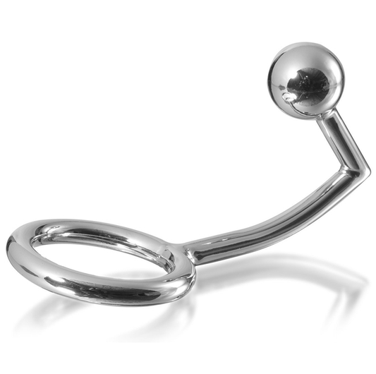 METAL HARD - ANEL DE GALO COM GANCHO ANAL INTRUSO 40MM - VIBRA24 SEXSHOP